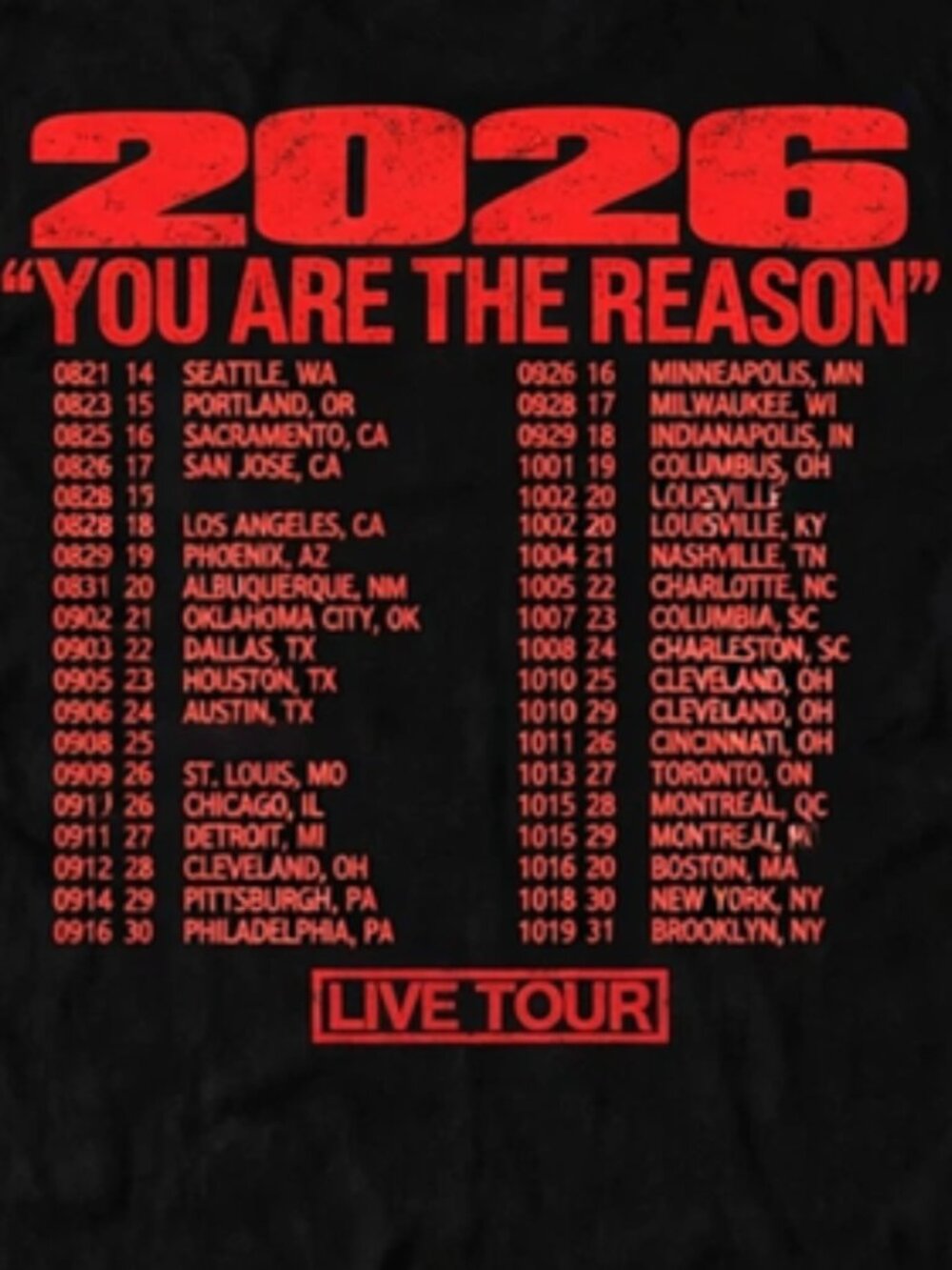 Sombr You Are The Reason North America Tour 2026 Black T-Shirt S-4XL - Picture 3 of 3